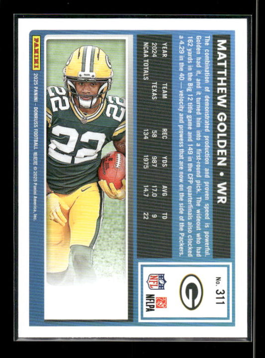 Matthew Golden - 2025 Donruss Football - Rated Rookie