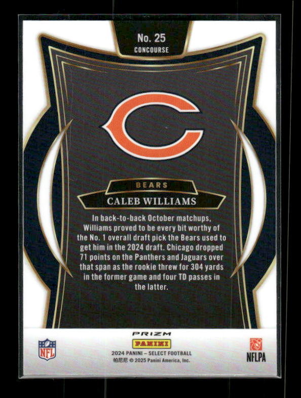 Caleb Williams - 2024 Select Football - Black & Red Shock - Rookie