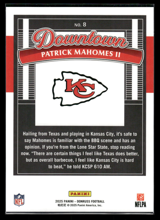 Patrick Mahomes - 2025 Donruss Football - Jumbo / Oversized Downtown