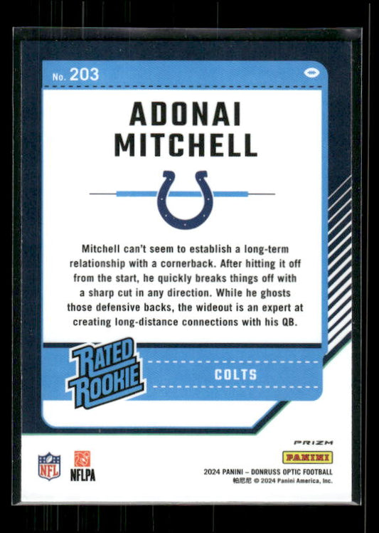Adonai Mitchell - 2024 Donruss Optic - Holo - Rated Rookie