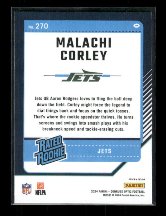 Malachi Corley - 2024 Donruss Optic - Teal Velocity - Rated Rookie