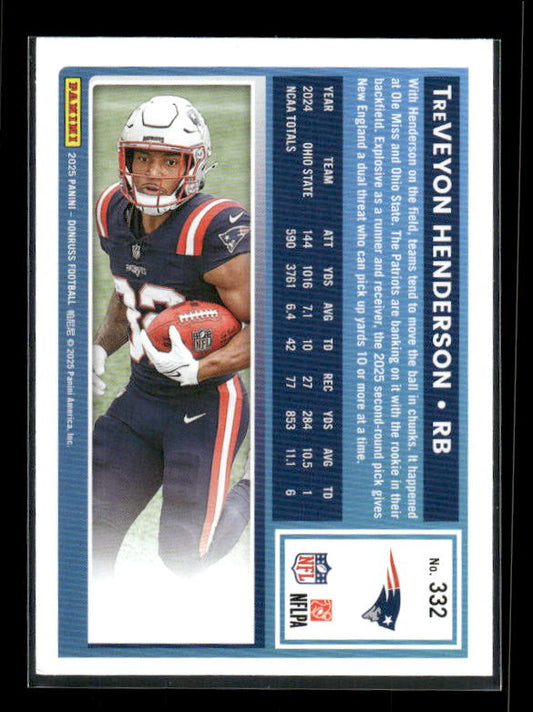 TreVeyon Henderson - 2025 Donruss Football - Rated Rookie