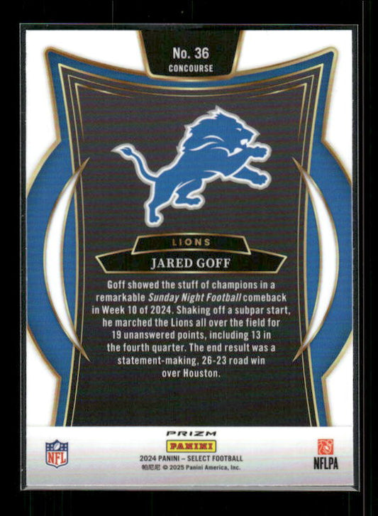 Jared Goff - 2024 Select Football - Green / Yellow Shock