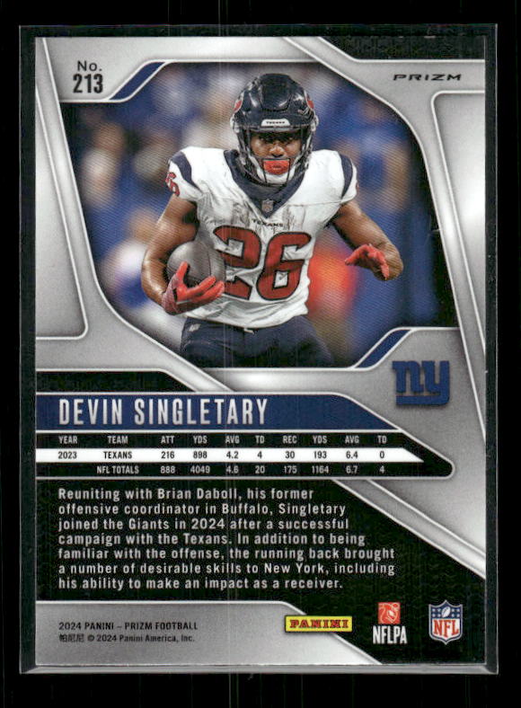 Devin Singletary - 2024 Panini Prizm - No Huddle