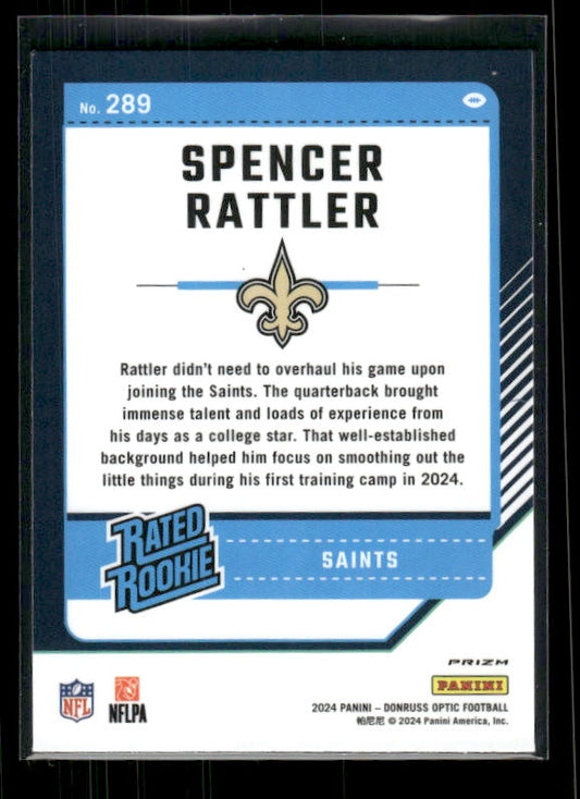 Spencer Rattler - 2024 Donruss Optic - Blue Hyper - Rated Rookie