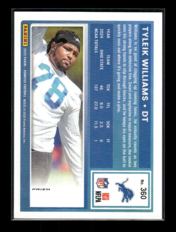 Tyleik Williams - 2025 Donruss Football - Optic Preview Red Pandora - Rated Rookie