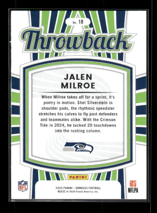Jalen Milroe - 2025 Donruss Football - Throwback - Rated Rookie