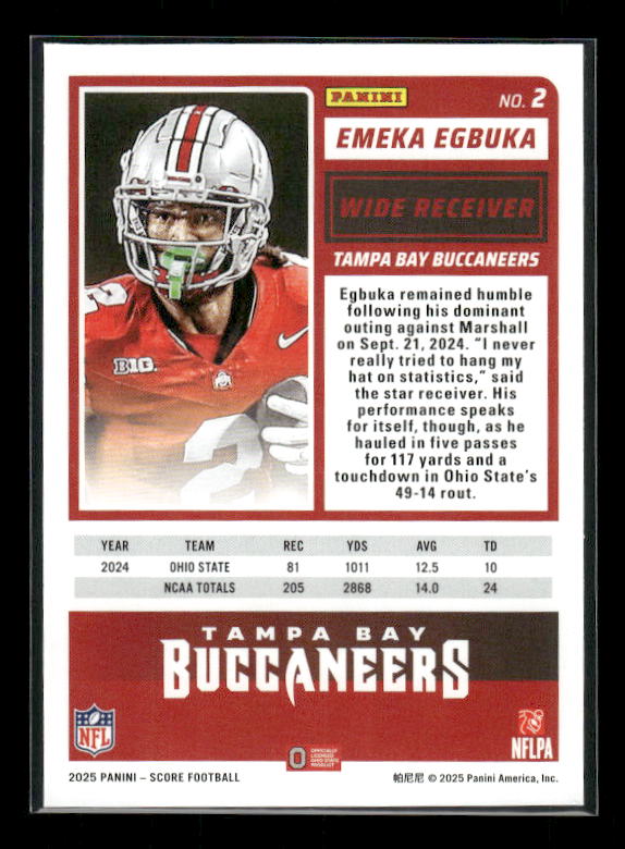 Emeka Egbuka - 2025 Score Football - Rookie