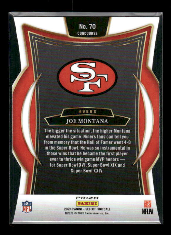 Joe Montana - 2024 Select Football - Silver Die Cut - Concourse