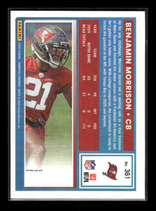 Benjamin Morrison - 2025 Donruss Football - Optic Preview Red Pandora - Rated Rookie