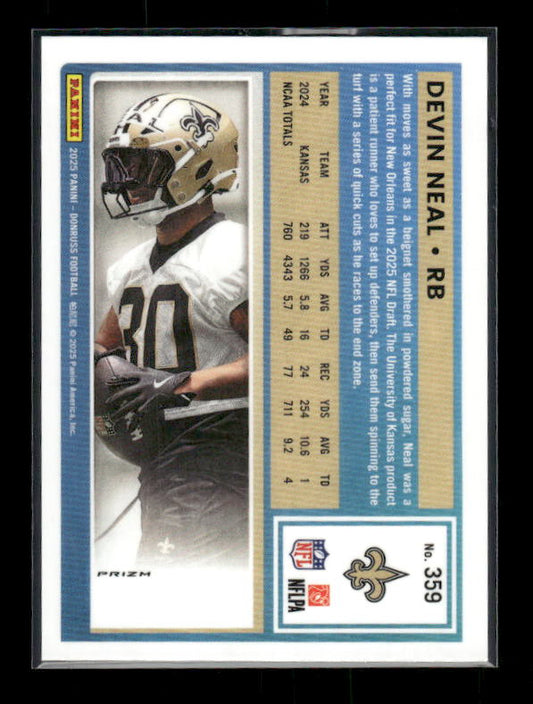 Devin Neal - 2025 Donruss Football - Optic Preview Red Pandora - Rated Rookie