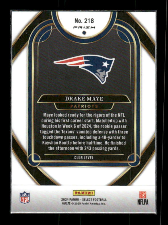 Drake Maye - 2024 Select Football - Green & Yellow Shock - Club Level - Rookie