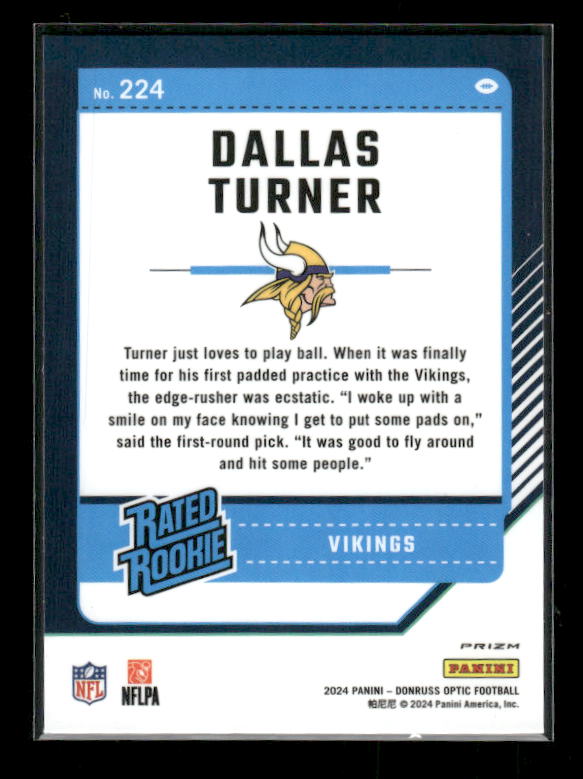 Dallas Turner - 2024 Donruss Optic - Fire Emoji SSP - Rated Rookie