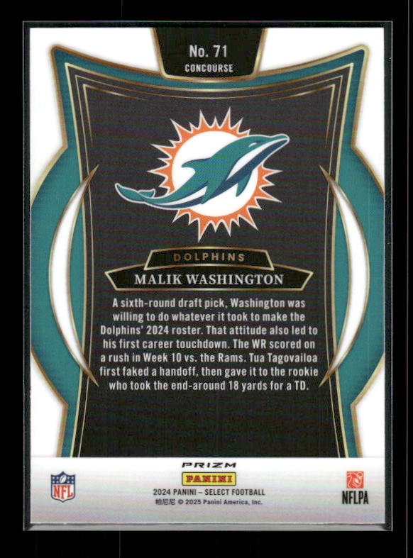 Malik Washington - 2024 Select Football - Green & Yellow Shock - Rookie
