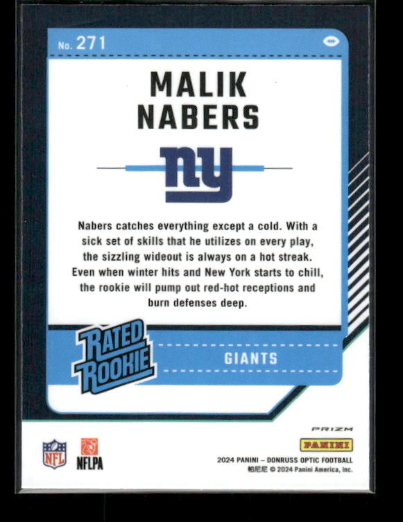 Malik Nabers - 2024 Donruss Optic - Stars SSP - Rated Rookie