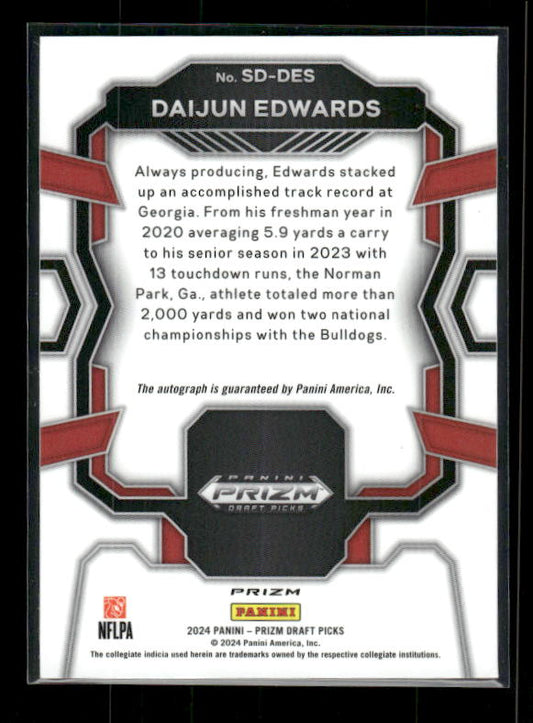 Daijun Edwards - 2024 Panini Prizm Draft Picks - Signing Day Auto - Rookie