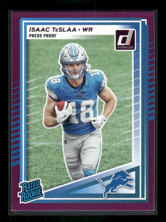 Isaac TeSlaa - 2025 Donruss Football - Purple Press Proof - Rated Rookie