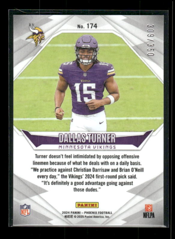 Dallas Turner - 2024 Phoenix Football - Fireburst /350 - Rookie