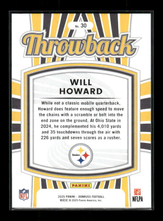 Will Howard - 2025 Donruss Football - Throwback - Rated Rookie