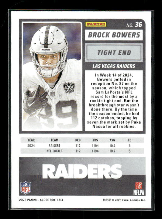 Brock Bowers - 2025 Score Football - Green