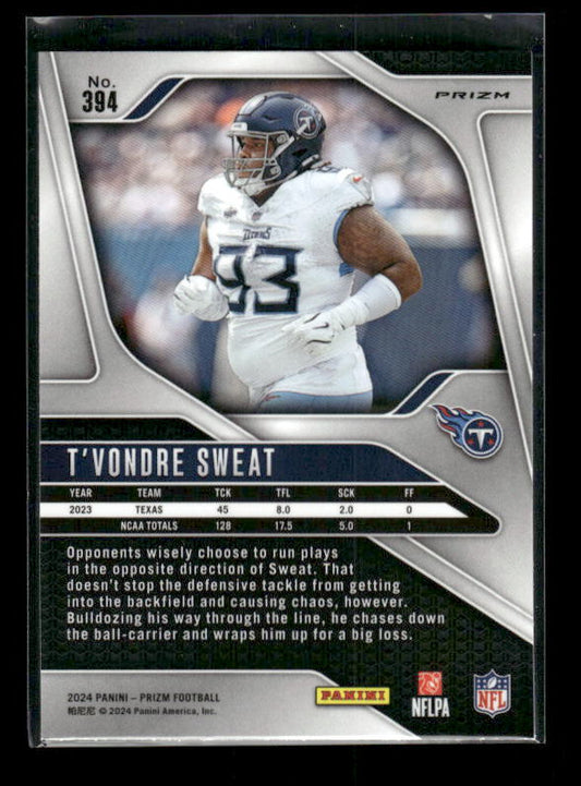 T'Vondre Sweat - 2024 Panini Prizm - Neon Green Pulsar - Rookie