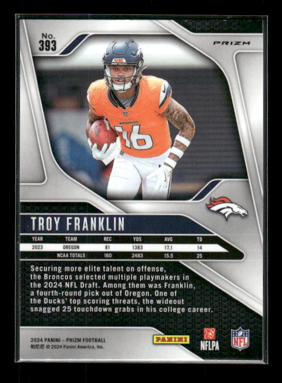 Troy Franklin - 2024 Panini Prizm - Orange Ice - Rookie