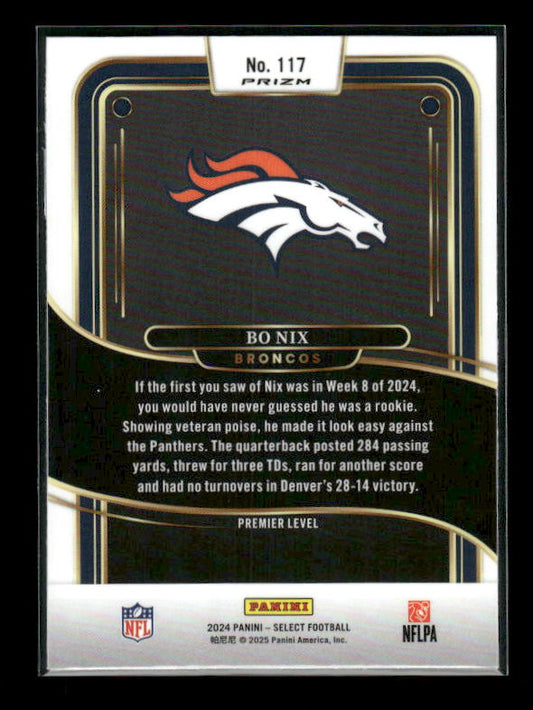 Bo Nix - 2024 Select Football - Black / Green Shock - Premier Level - Rookie