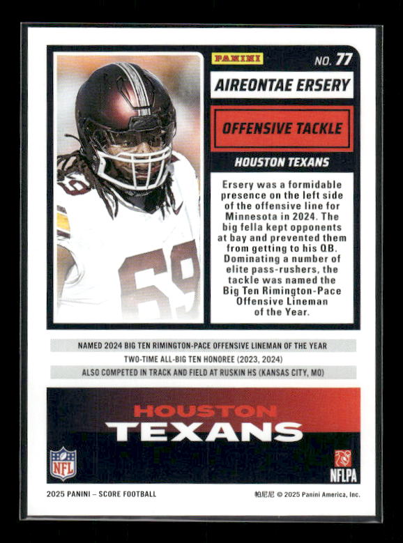 Aireontae Ersery - 2025 Score Football - Green - Rookie