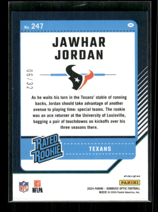 Jawhar Jordan - 2024 Donruss Optic - Team Logo /32 - Rated Rookie