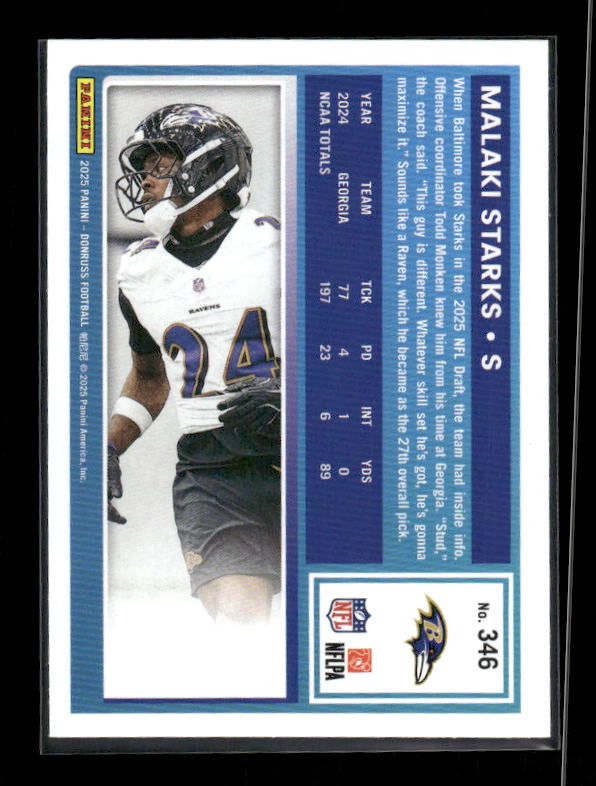 Malaki Starks - 2025 Donruss Football - Purple Press Proof - Rated Rookie