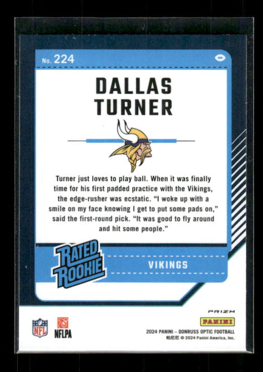 Dallas Turner - 2024 Donruss Optic - Green Velocity - Rated Rookie
