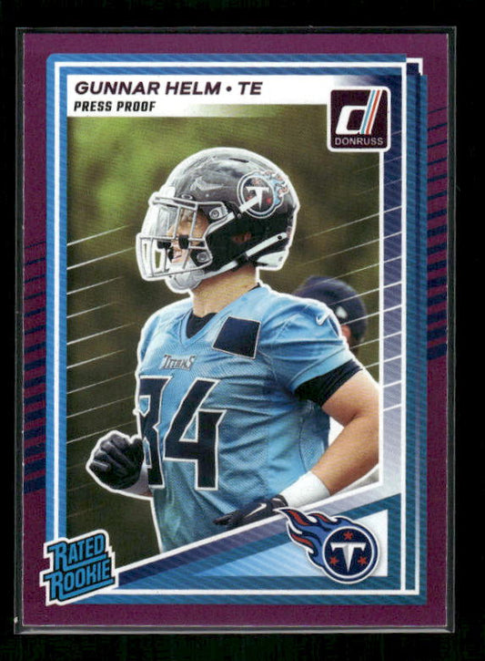 Gunner Helm - 2025 Donruss Football - Purple Press Proof - Rated Rookie
