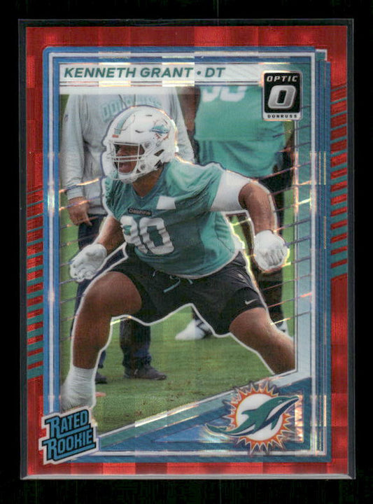 Kenneth Grant - 2025 Donruss Football - Optic Preview Red Pandora - Rated Rookie