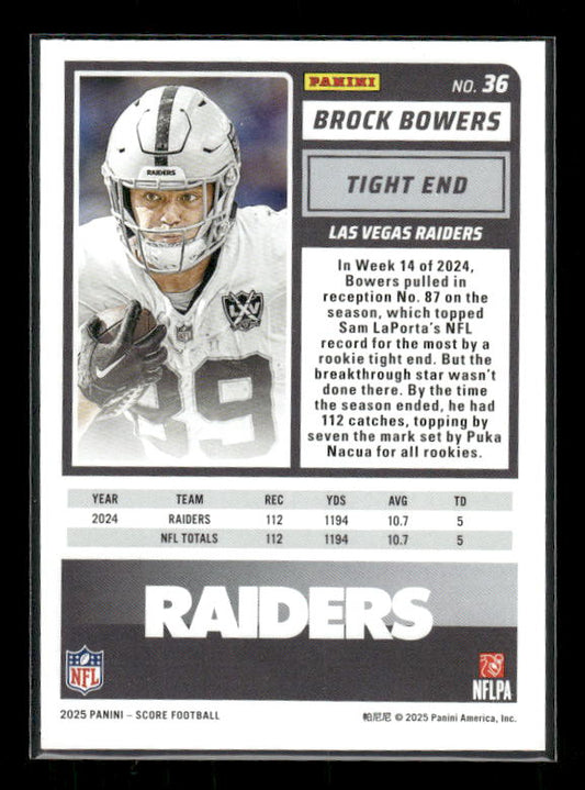 Brock Bowers - 2025 Score Football - Orange Lava /799