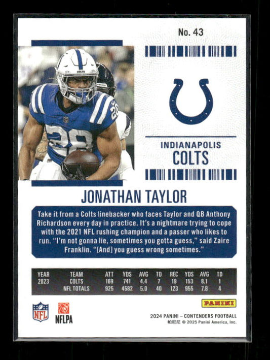 Jonathan Taylor - 2024 Contenders Football - Game Ticket /75