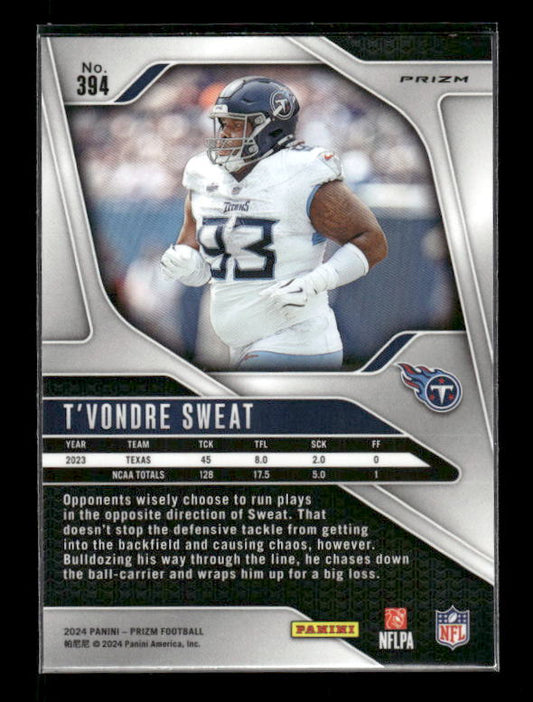 T'Vondre Sweat - 2024 Panini Prizm - Orange Ice - Rookie