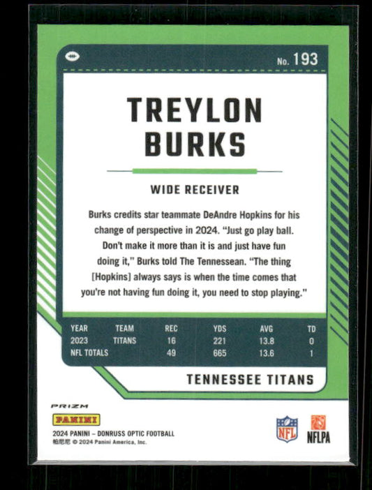 Treylon Burks - 2024 Donruss Optic - Stars SSP