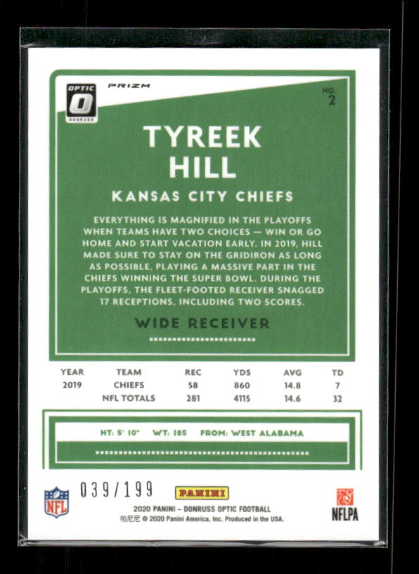 Tyreek Hill - 2020 Donruss Optic - Wave /199