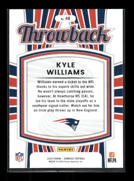 Kyle Williams - 2025 Donruss Football - Throwback - Rated Rookie