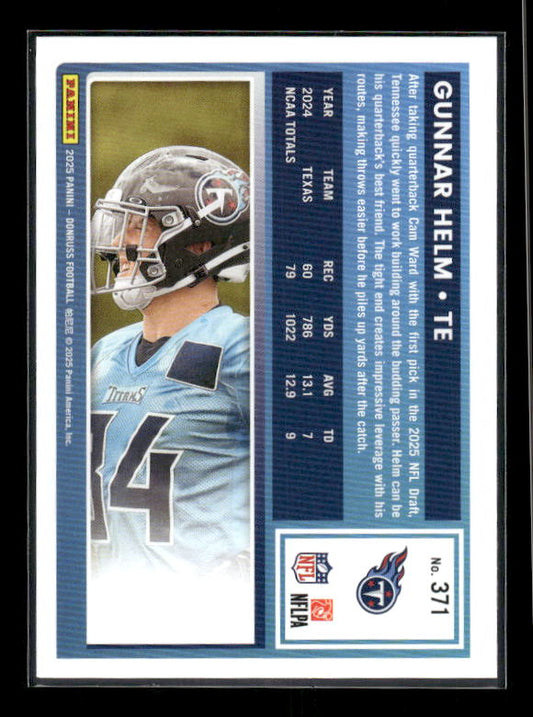 Gunnar Helm - 2025 Donruss Football - Rated Rookie