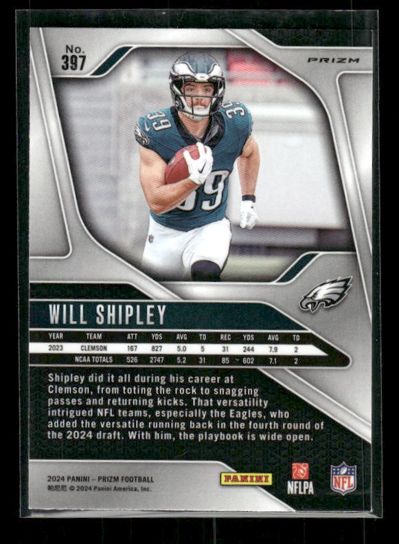 Will Shipley - 2024 Panini Prizm - No Huddle - Rookie