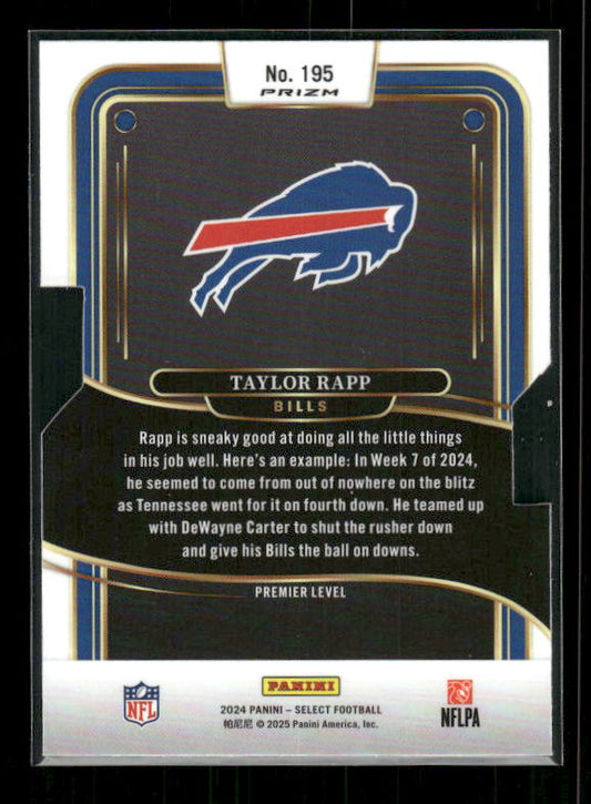 Taylor Rapp - 2024 Select Football - Premier Silver Die Cut