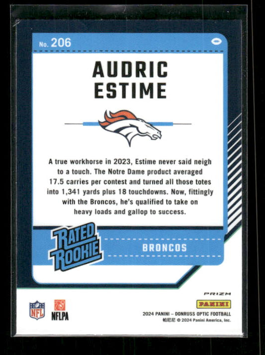 Audric Estime - 2024 Donruss Optic - Blue Hyper - Rated Rookie