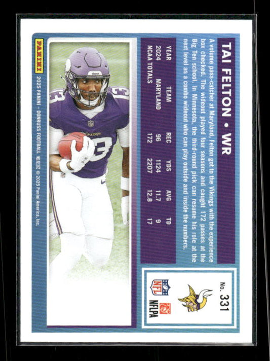 Tai Felton - 2025 Donruss Football - Rated Rookie