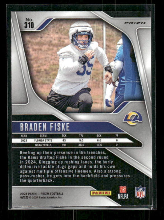 Braden Fiske - 2024 Panini Prizm - No Huddle - Rookie