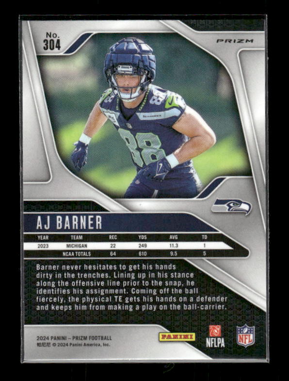 AJ Barner - 2024 Panini Prizm - Green Wave - Rookie
