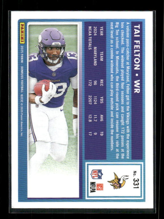 Tai Felton - 2025 Donruss Football - Purple Press Proof - Rated Rookie