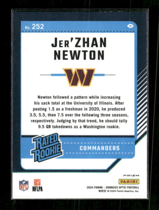 Jer'Zhan Newton - 2024 Donruss Optic - Holo - Rated Rookie