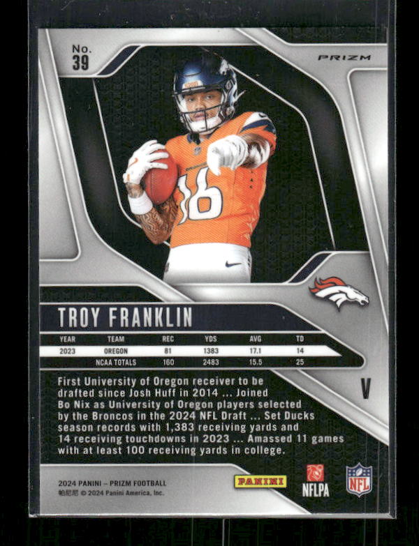 Troy Franklin - 2024 Panini Prizm - Green Wave - Rookie Variation