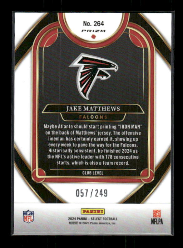 Jake Matthews - 2024 Select Football - Red Shock /249 - Club Level